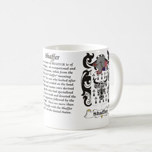 マグShaffer家族の紋章付き外衣 コーヒーマグカップ (正面右)