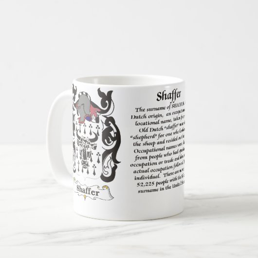 マグShaffer家族の紋章付き外衣 コーヒーマグカップ (正面左)