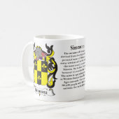 マグSimmons家族の紋章付き外衣 コーヒーマグカップ (正面左)