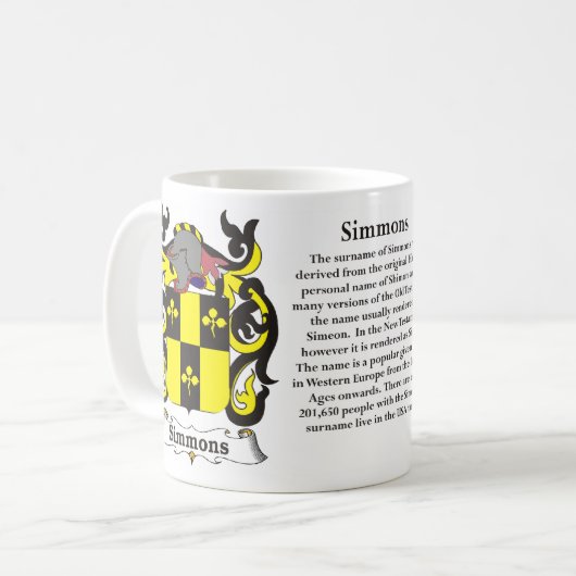 マグSimmons家族の紋章付き外衣 コーヒーマグカップ (正面左)