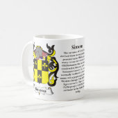 マグSimons家族の紋章付き外衣 コーヒーマグカップ (正面左)