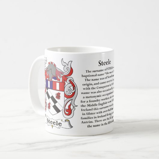 マグSteele家族の紋章付き外衣 コーヒーマグカップ (正面左)