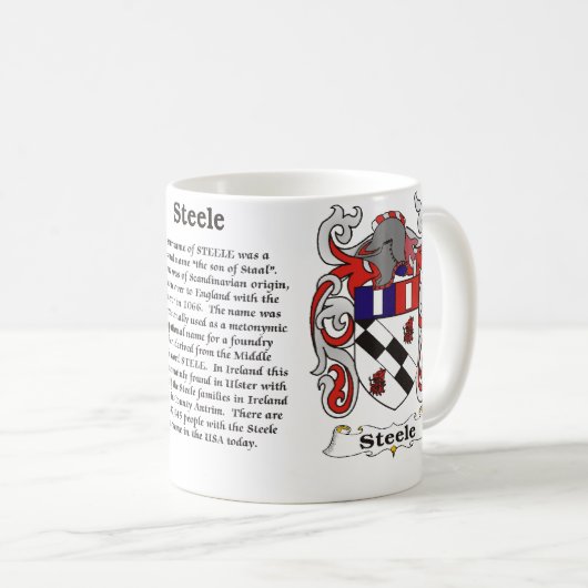 マグSteele家族の紋章付き外衣 コーヒーマグカップ (正面右)