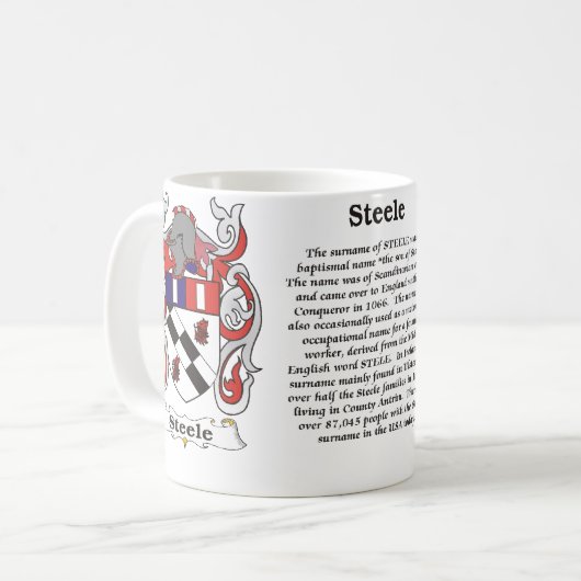 マグSteele家族の紋章付き外衣 コーヒーマグカップ (正面左)