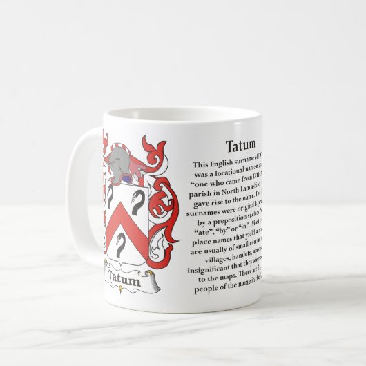 マグTatum家族の紋章付き外衣 コーヒーマグカップ (正面左)