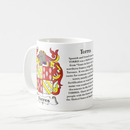 マグTorres家族の紋章付き外衣 コーヒーマグカップ (正面左)