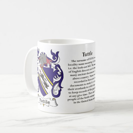 マグTuttle家族の紋章付き外衣 コーヒーマグカップ (正面左)