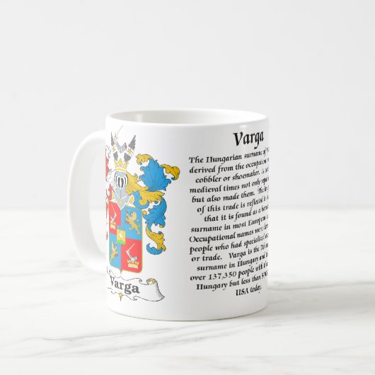 マグVarga家族のハンガリーの紋章付き外衣 コーヒーマグカップ (正面左)