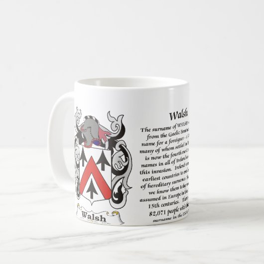 マグWalsh家族の紋章付き外衣 コーヒーマグカップ (正面左)