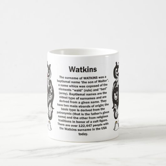 マグWatkins家族の紋章付き外衣 コーヒーマグカップ (中央)