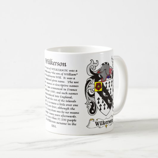 マグWilkerson家族の紋章付き外衣 コーヒーマグカップ (正面右)