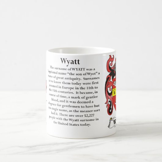 マグWyatt家族の紋章付き外衣 コーヒーマグカップ (中央)