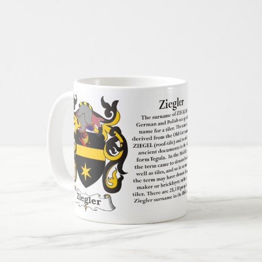 マグZiegler家族の紋章付き外衣 コーヒーマグカップ (正面左)