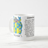 マグZimmerman家族の紋章付き外衣 コーヒーマグカップ (正面左)