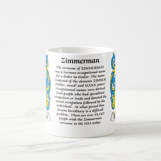 マグZimmerman家族の紋章付き外衣 コーヒーマグカップ (中央)