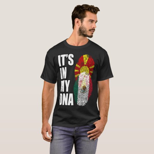 マケドニアとメキシコのミックス伝統DNAフラグ Tシャツ (正面フル)