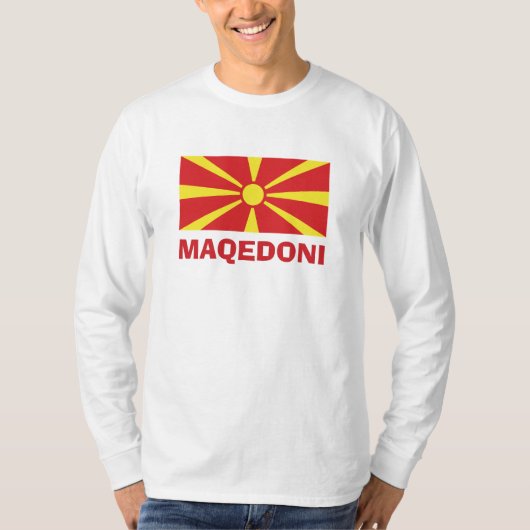 マケドニアの旗 マケドニ 長袖Tシャツ Tシャツ (正面)