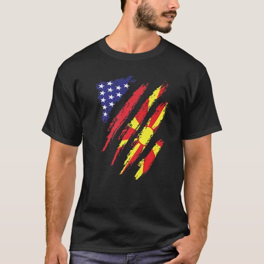 マケドニアアメリカ国旗USAパトリオ伝統 Tシャツ (正面)