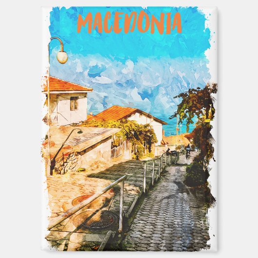 マケドニアバルカン水彩旅行 マグネット (正面)