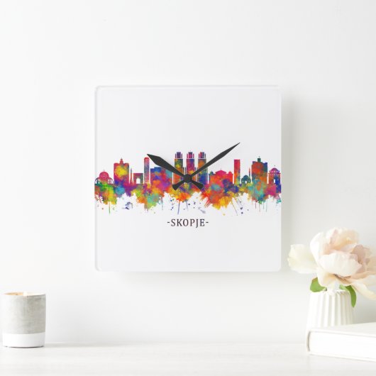 マケドニア共和国スカイライン スクエア壁時計 (ホーム)