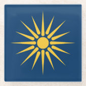 マケドニア・ギリシャの旗のガラスコースター ガラスコースター (正面)