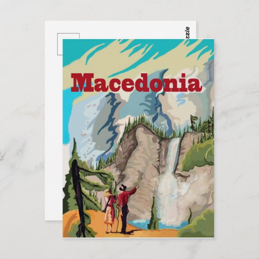 マケドニア、ハイキングのカップル、ヴィンテージ旅行 ポストカード (正面/裏面)