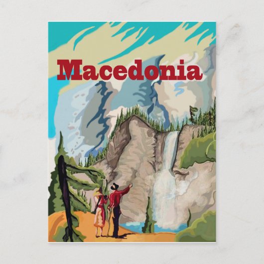マケドニア、ハイキングのカップル、ヴィンテージ旅行 ポストカード (正面)