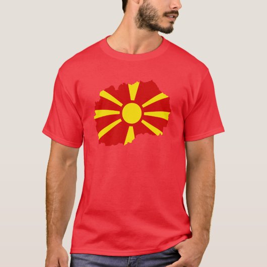 マケドニアTシャツの国旗の地図 Tシャツ (正面)