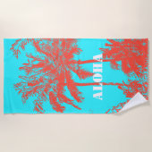 マケナビーチハワイアンスケッチーパームズターク ビーチタオル (正面)