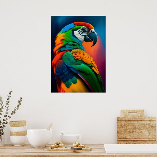 マコカラフルーのオウム絵画鳥のポスター ポスター (キッチン)