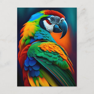 マコカラフルーオウム絵画鳥 ポストカード