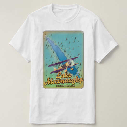 マコナヒー湖 ビンテージ トラベルポスター Tシャツ (デザイン正面)