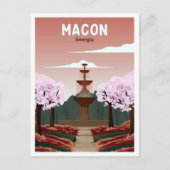 マコンジョージアアートヴィンテージトラベルイラストレーション ポストカード (正面)