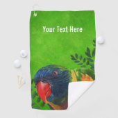 マコーオウムカラフル羽の植物グリーン ゴルフタオル (インサイチュ)