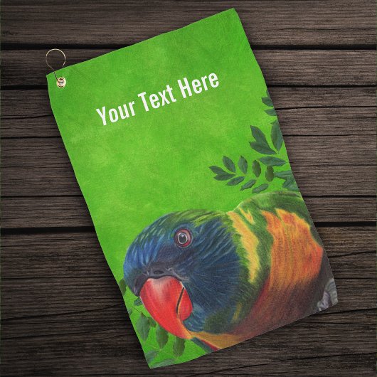 マコーオウムカラフル羽の植物グリーン ゴルフタオル