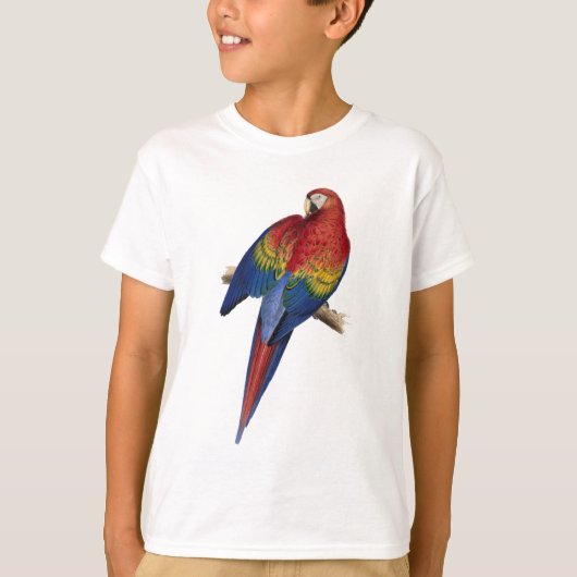 マコーオウム赤黄色ブルーグリーンバード Tシャツ (正面)