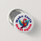 マコーオウム野生生物鳥、再び地球を素晴らし作る 缶バッジ (正面&裏面)