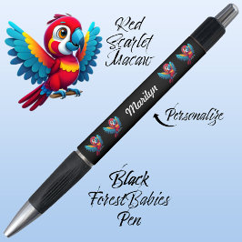 マコーオウム、トロピカルバードサファリアニマルブラック🦜 ボールペン