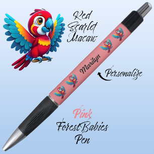 マコーオウム、トロピカルバードサファリ動物ピンク🦜 ボールペン