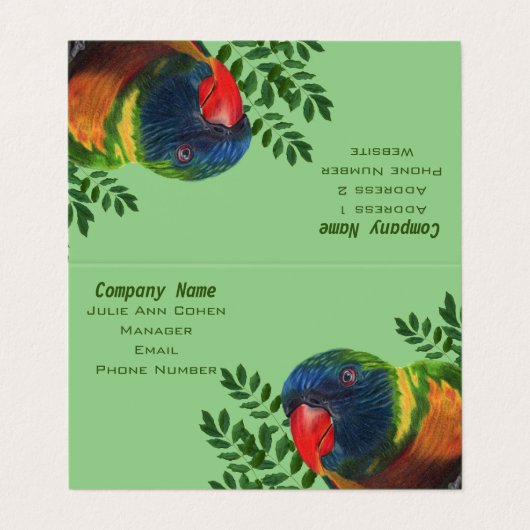 マコーカラフルパロットグリーン離れシーズレッドビーク 名刺 (外部フラット)