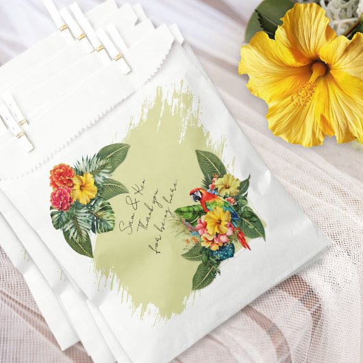 マコーハワイアンフラワーズトロピカル結婚式の引き出物バッグ フェイバーバッグ