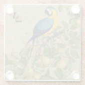 マコーブルーイエロートロピカルジャングルアンティーク ガラスコースター (裏面)