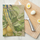 マコーブルーイエロートロピカルジャングルアンティーク キッチンタオル (四つ折り)