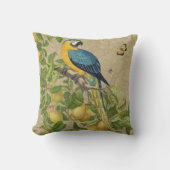 マコーブルーイエロートロピカルジャングルアンティーク クッション (正面)