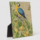 マコーブルーイエロートロピカルジャングルアンティーク フォトプラーク (側面)