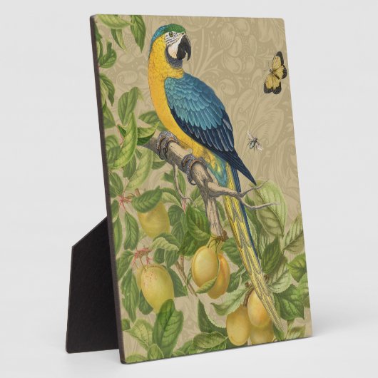 マコーブルーイエロートロピカルジャングルアンティーク フォトプラーク (側面)