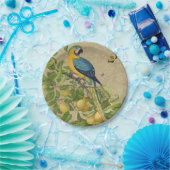 マコーブルーイエロートロピカルジャングルアンティーク ペーパープレート (パーティー)