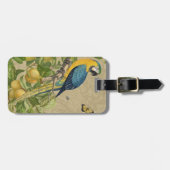 マコーブルーイエロートロピカルジャングルアンティーク ラゲッジタグ (正面横)