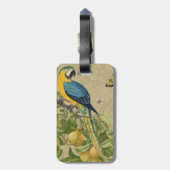 マコーブルーイエロートロピカルジャングルアンティーク ラゲッジタグ (裏面縦)