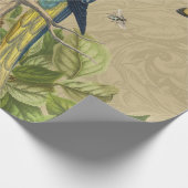 マコーブルーイエロートロピカルジャングルアンティーク ラッピングペーパー (角)